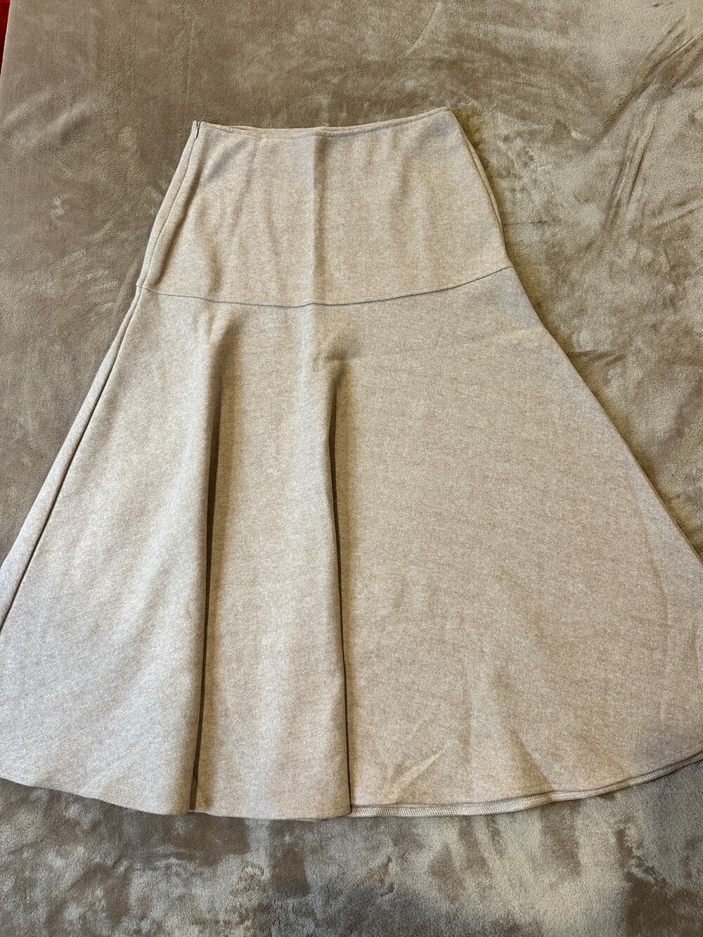 OGL High Rise Fit & Flare Midi Skirt Beige Heavy Knit BNWT M